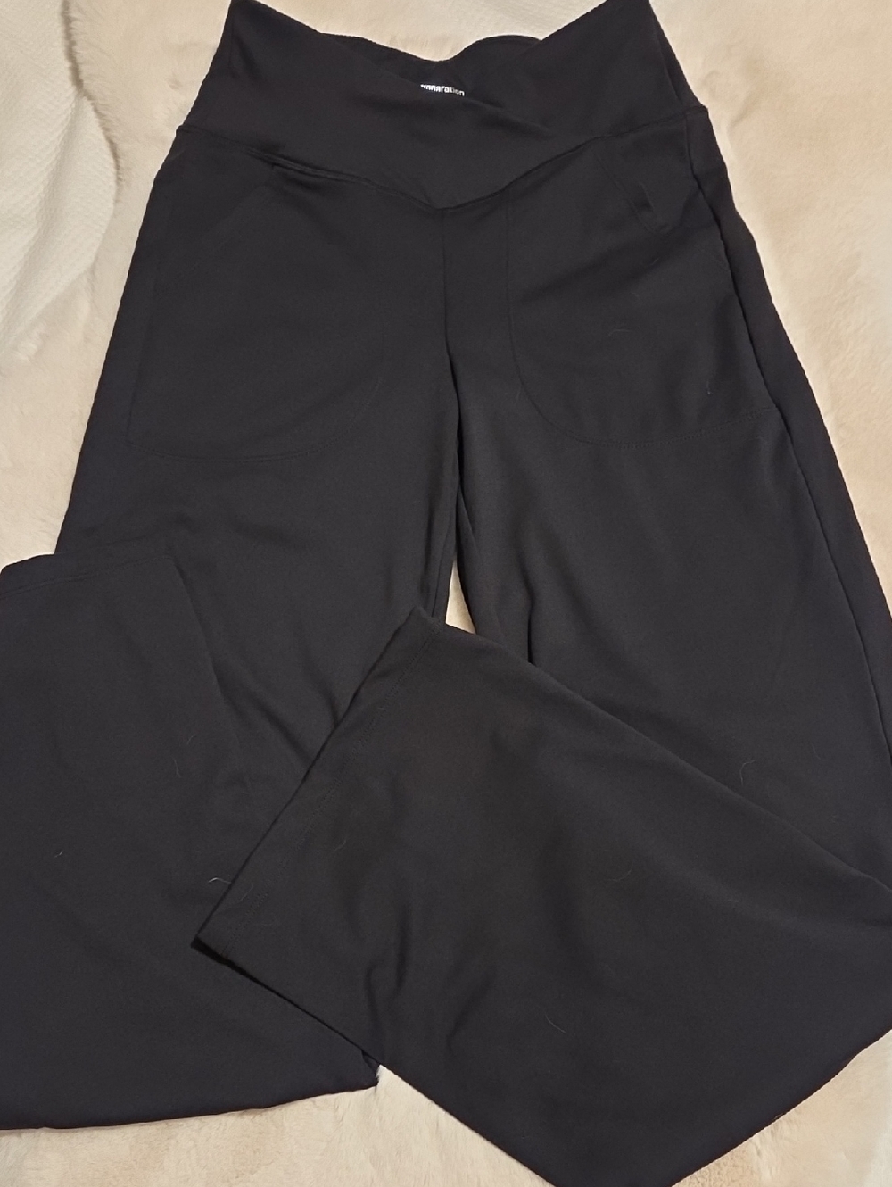 Women's Black Wide-Leg Yoga Pants with High Waist